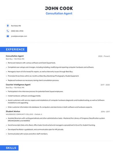 Consultation Agent Resume