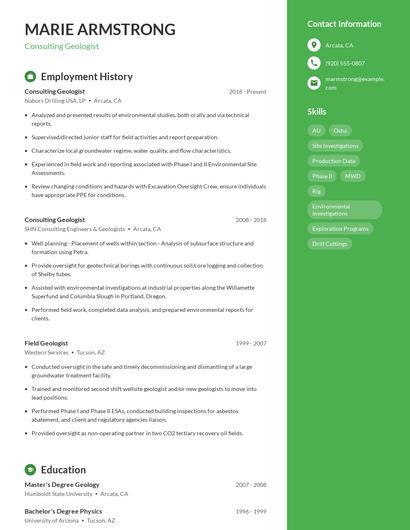 Consulting Geologist Resume
