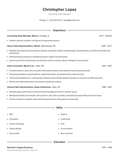 Resume example 1