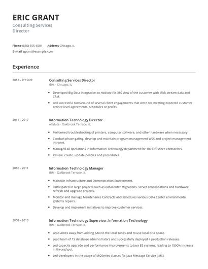 Consulting Services Director Resume