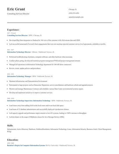 Consulting Services Director Resume
