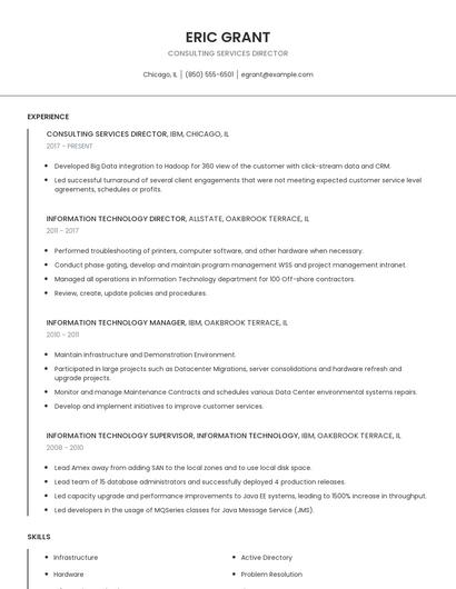 Consulting Services Director Resume
