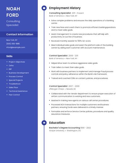 Consulting Specialist Resume