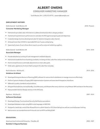 Consumer Marketing Manager Resume