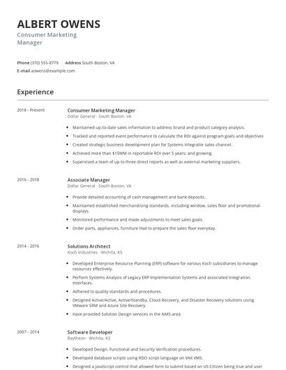 Consumer Marketing Manager Resume