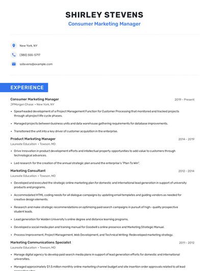 Consumer Marketing Manager Resume