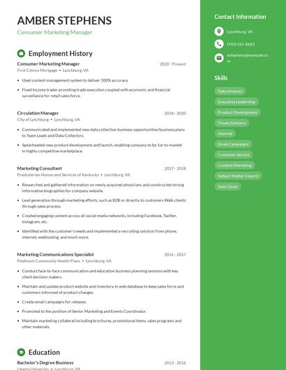 Consumer Marketing Manager Resume
