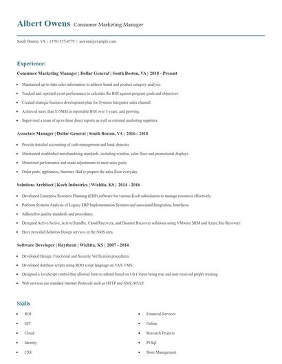 Consumer Marketing Manager Resume