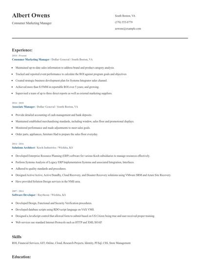 Consumer Marketing Manager Resume
