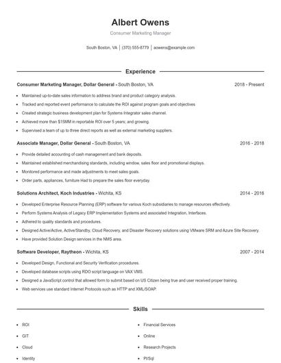 Consumer Marketing Manager Resume