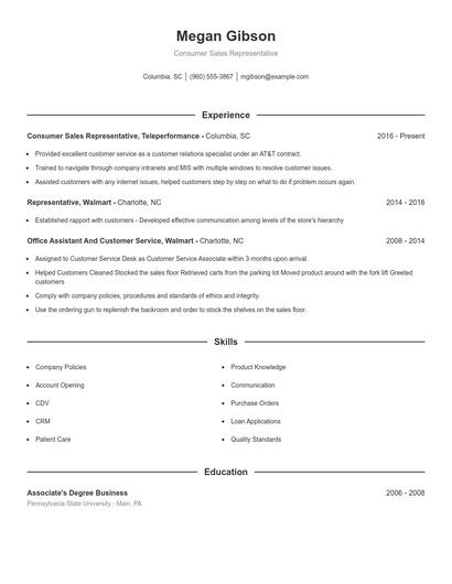 Resume example 1