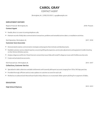 Contact Agent Resume