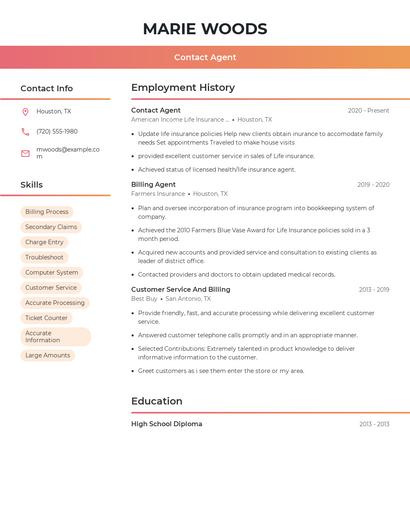 Contact Agent Resume