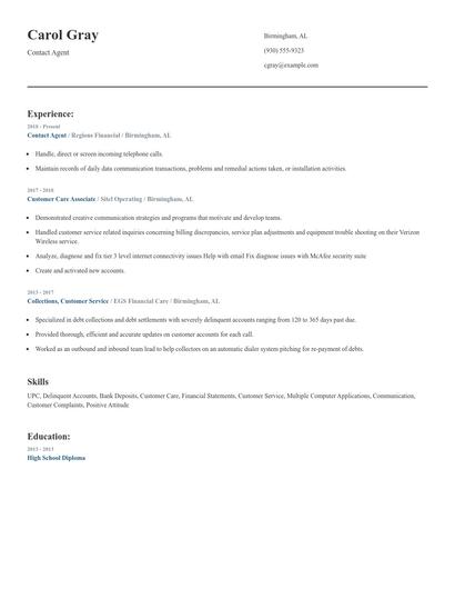 Contact Agent Resume