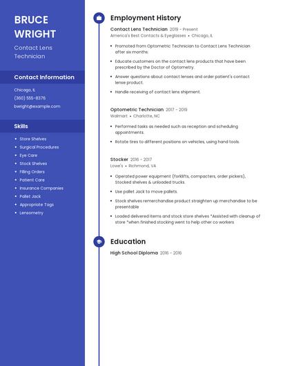 Contact Lens Technician Resume
