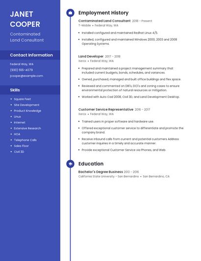 Contaminated Land Consultant Resume