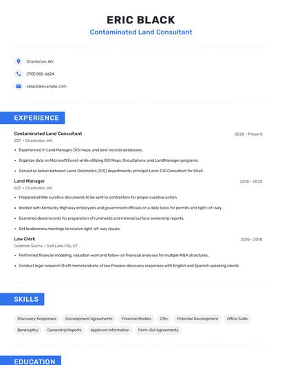 Contaminated Land Consultant Resume