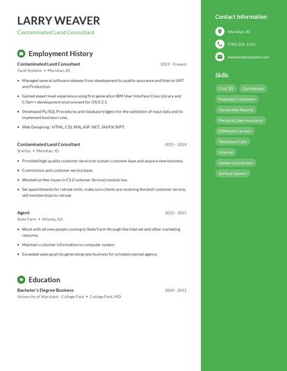 Contaminated Land Consultant Resume