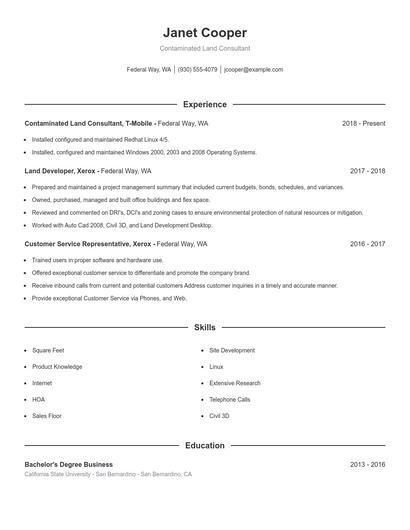 Contaminated Land Consultant Resume