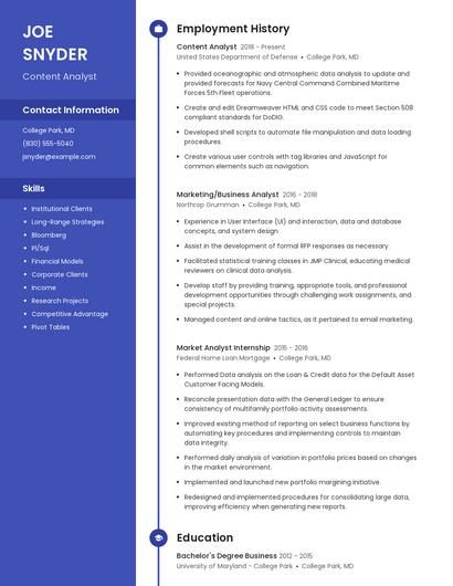 Content Analyst Resume