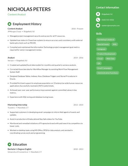 Content Analyst Resume