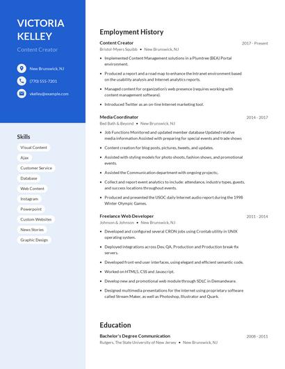 Content Creator Resume