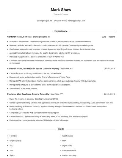 Resume example 1