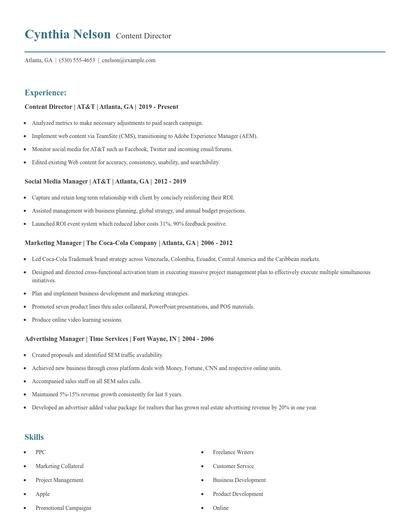Content Director Resume