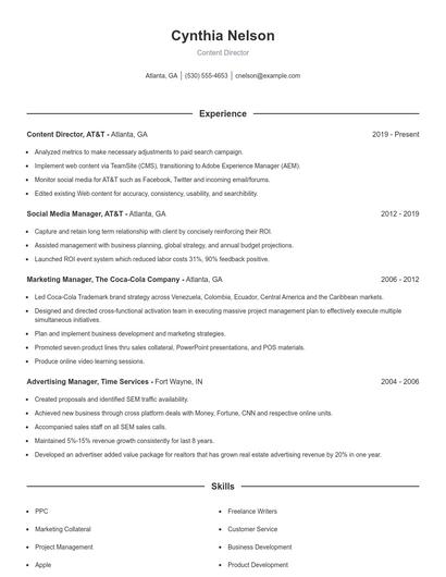 Content Director Resume