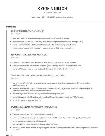 Content Director Resume