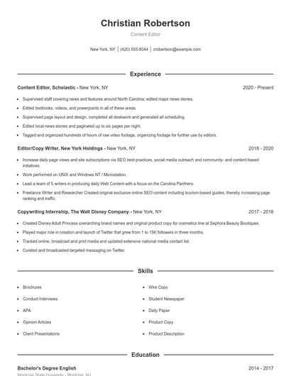 Resume example 1
