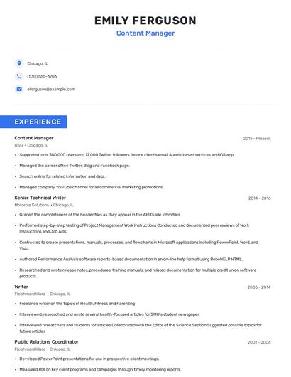 Content Manager Resume