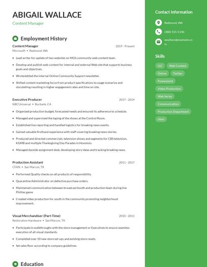 Resume example 5