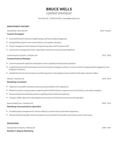 Content Strategist Resume