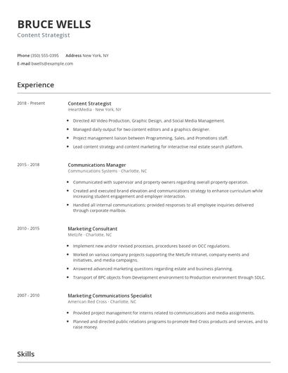Content Strategist Resume