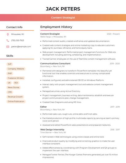Content Strategist Resume