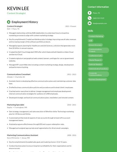 Content Strategist Resume