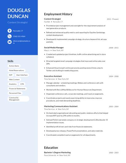 Content Strategist Resume