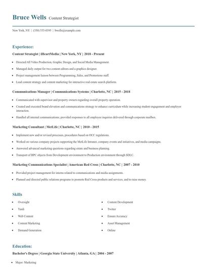Content Strategist Resume