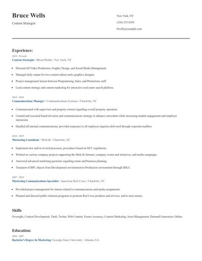 Content Strategist Resume