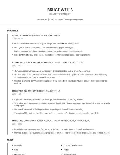 Content Strategist Resume