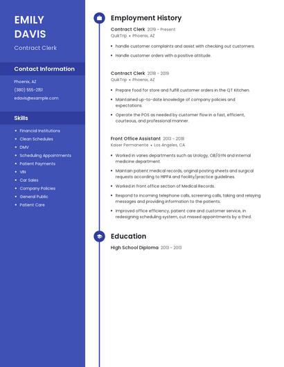 Contract Clerk Resume
