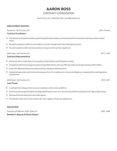 Contract Coordinator Resume