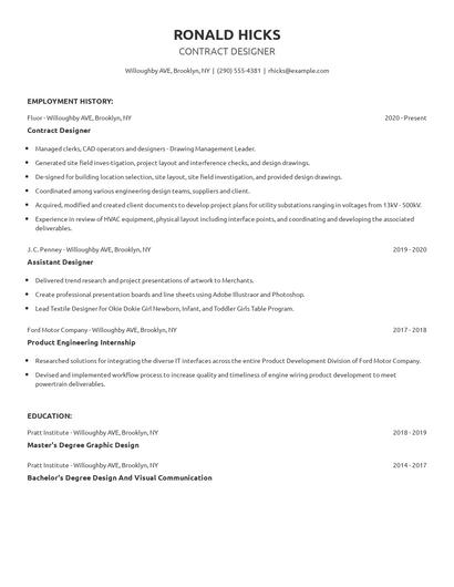 Contract Designer Resume