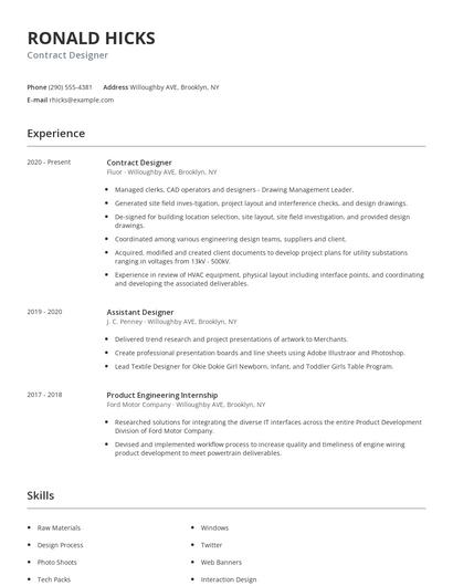 Contract Designer Resume