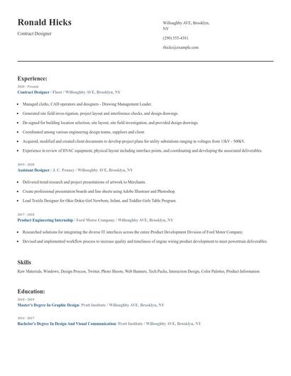 Contract Designer Resume