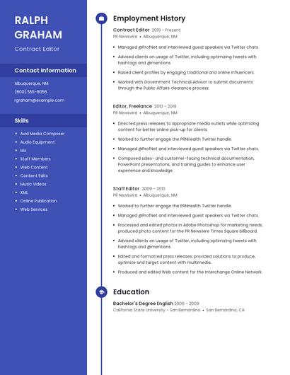 Contract Editor Resume