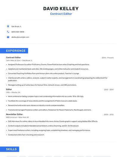 Contract Editor Resume