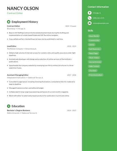 Contract Editor Resume