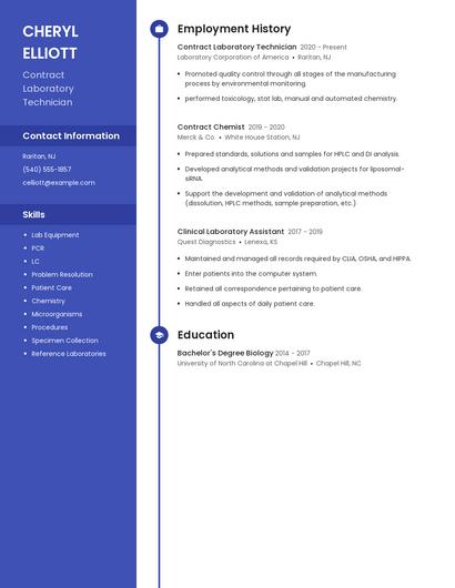 Contract Laboratory Technician Resume